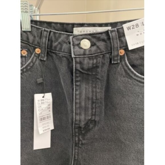 Topshop High Waisted Tapered Leg Mom Jeans in Black Womens Size 28W 30L NWT - Picture 3 of 5